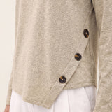 Lyocell Uld Asymmetrisk Kant Sideknap Strik Top CELIA
