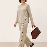 Lyocell Uld Asymmetrisk Kant Sideknap Strik Top CELIA