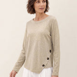 Lyocell Uld Asymmetrisk Kant Sideknap Strik Top CELIA