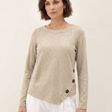 Lyocell Uld Asymmetrisk Kant Sideknap Strik Top CELIA
