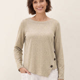 Lyocell Uld Asymmetrisk Kant Sideknap Strik Top CELIA