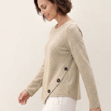 Lyocell Uld Asymmetrisk Kant Sideknap Strik Top CELIA