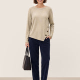 Lyocell Uld Asymmetrisk Kant Sideknap Strik Top CELIA