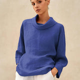 Linned-Cotton Dropped Collar Langærmet Top TRISTAN