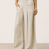 100% Linned Sculpted Pleat Elastisk Bag Relaxed Bukser VERIDIANA