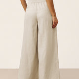 100% Linned Skulptureret Plisseret Elastisk Bag Relaxed Bukser VERIDIANA
