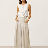 100% Linned Sculpted Pleat Elastisk Bag Relaxed Bukser VERIDIANA