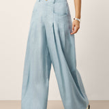 100% Linned Skulptureret Plisseret Elastisk Bag Relaxed Bukser VERIDIANA
