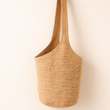 Raffia Straw Bucket Bag Håndvævet Struktureret Skulder Strand Ferie Taske