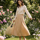 100% Linned Flap Pocket A-Line Skirt IANTHE
