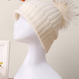 100% Cashmere Rib-Knit Slouchy Beanie Med Pom-Pom