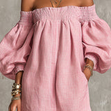 Cosima | Off-Shoulder Lantern-Sleeve A-Line Kjole
