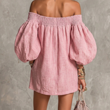 Cosima | Off-Shoulder Lantern-Sleeve A-Line Kjole