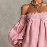 Cosima | Off-Shoulder Lantern-Sleeve A-Line Kjole