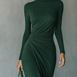 Honoria | Asymmetrisk Plisseret Wrap Midi Kjole
