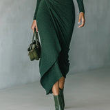 Honoria | Asymmetrisk Plisseret Wrap Midi Kjole