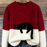 Émeline | Oversize Elegant Sweatshirt med Kattemønster