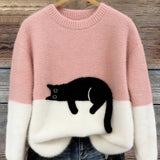 Émeline | Oversize Elegant Sweatshirt med Kattemønster