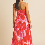 Signe Kjole | Plisseret one-shoulder kjole med blomstermønster