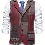 MØRK™ | Patchwork Tweed Vest med Herringbone-mønster