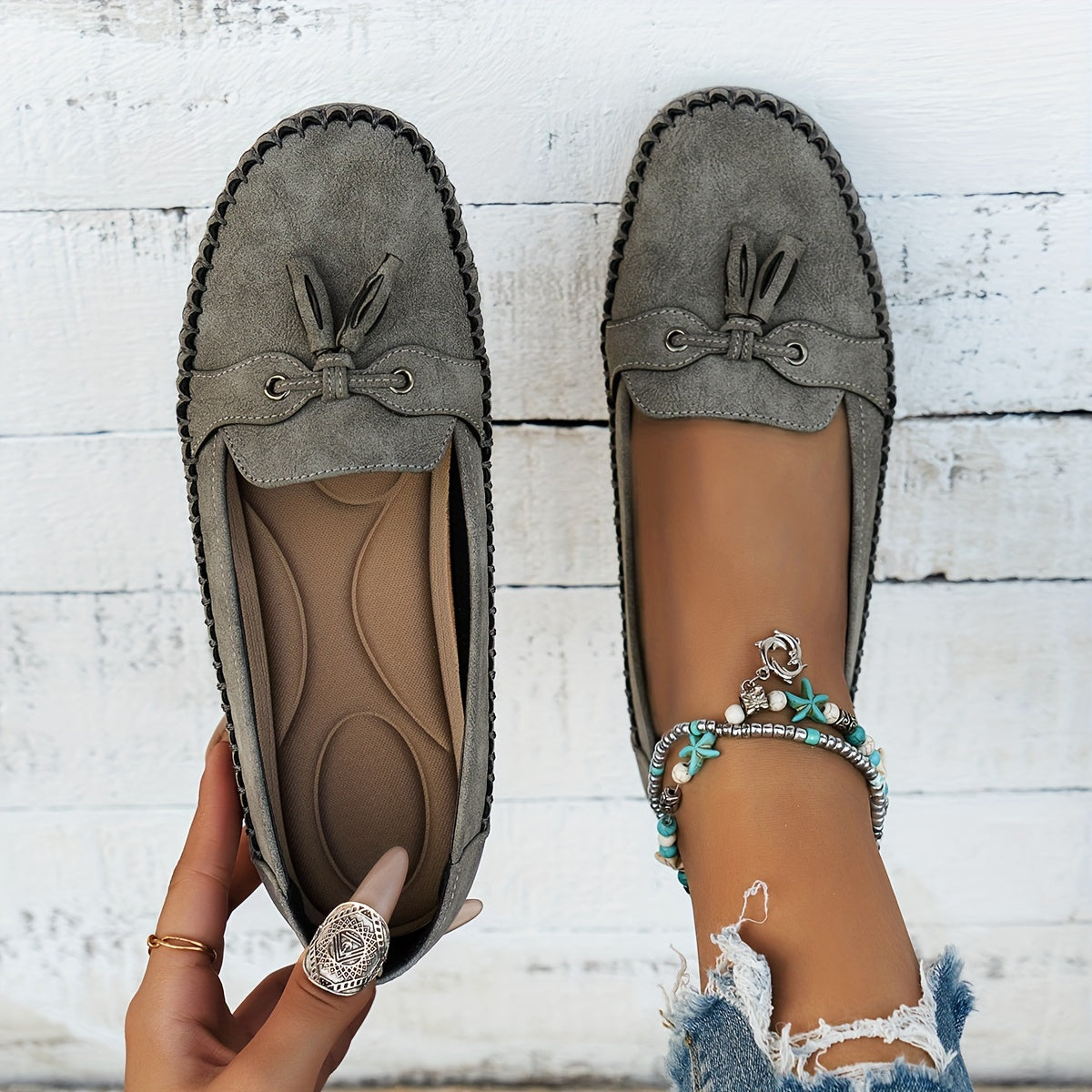 Jade – Klassiske Loafers med Frynse Detalje