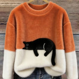 Émeline | Oversize Elegant Sweatshirt med Kattemønster