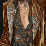 Marcelline | Blazer Patchwork Trykt Blomst Vintage