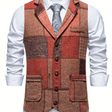 MØRK™ | Patchwork Tweed Vest med Herringbone-mønster