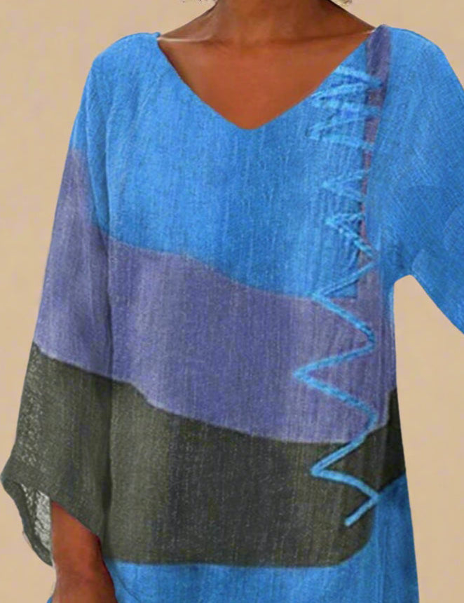 Helene | Stilfuld V-hals Color Block Top