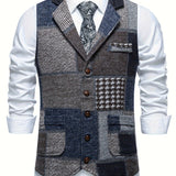 MØRK™ | Patchwork Tweed Vest med Herringbone-mønster