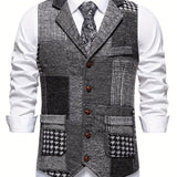 MØRK™ | Patchwork Tweed Vest med Herringbone-mønster