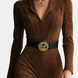 Huguette Midi Split Kjole i Syntetisk Suede Retro Western Stil