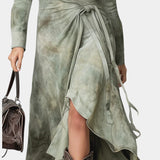 Sigrid Maxi Slim Tie-Dye Kjole i Salvie Suede