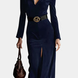 Huguette Midi Split Kjole i Syntetisk Suede Retro Western Stil