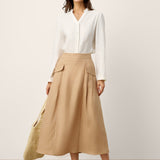 100% Linned Flap Pocket A-Line Skirt IANTHE