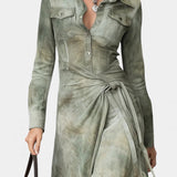 Sigrid Maxi Slim Tie-Dye Kjole i Salvie Suede