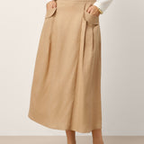 100% Linned Flap Pocket A-Line Skirt IANTHE