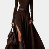 Roselda Maxi Kjole Med Høj Hals & Elegant Slids