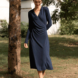 Crossover V-Hals Wrap Stretch Midi Kjole MARNIE