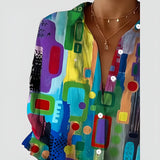 Hanna™ bluse med geometrisk mønster