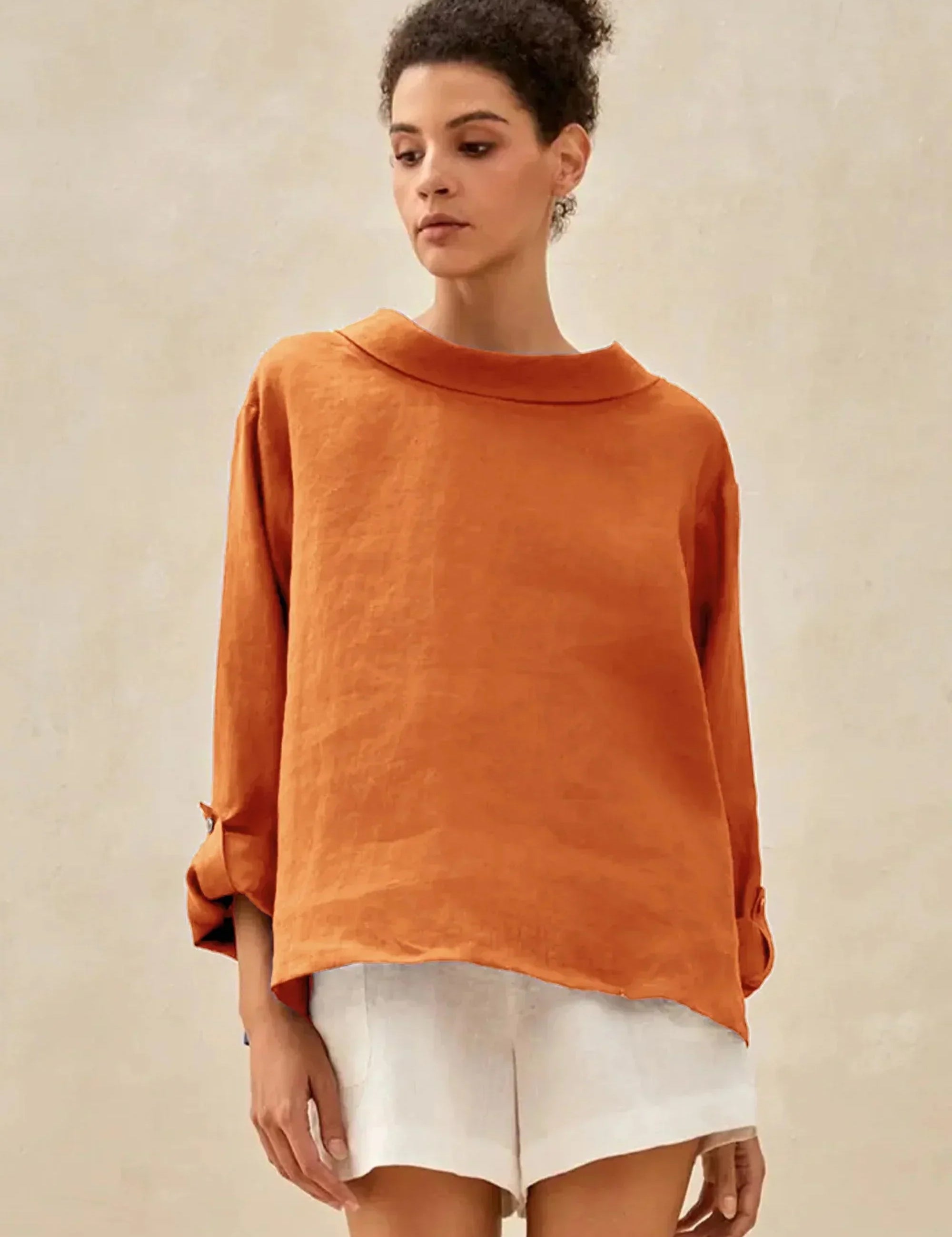 100% Linned Draperet Hals Top HOLLIS