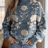 Solveig | Indigo Block-Print Turtleneck