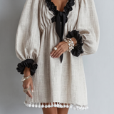 Vera | Ruffle-Trim Puff-Sleeve Mini Kjole